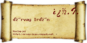 Árvay Irén névjegykártya
