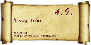Árvay Irén névjegykártya